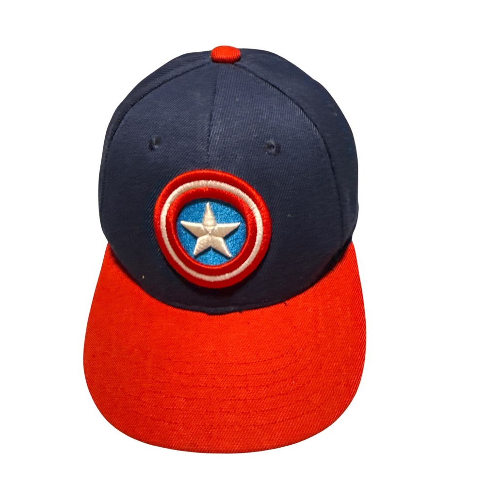 Marvel Captain America Shield Snapback Hat Navy Blue Red Adjustable Cap